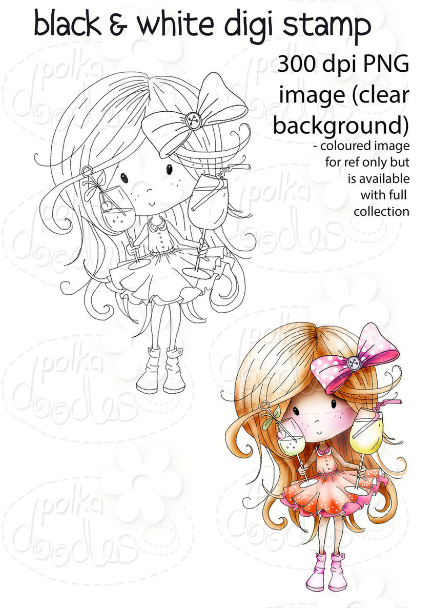 One for You! Winnie Fruit Punch Printable Digital Craft Stamp Download, digiscrap