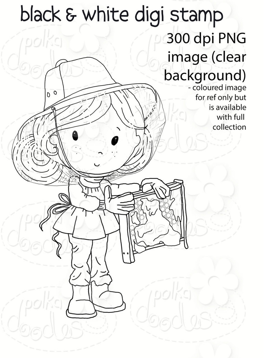 Honey Pie - Winnie Fruit Punch Printable Digital Craft Stamp Download, digiscrap