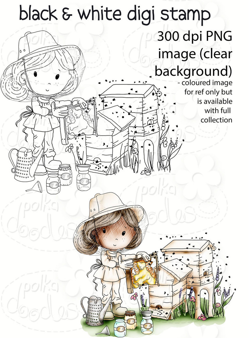 Buzzy Bee Honey - Winnie Fruit Punch Printable Digital Craft Stamp Download, digiscrap