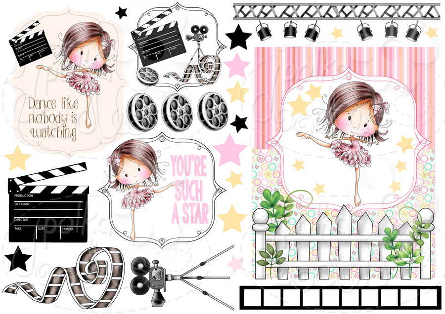 Dance Star - Winnie Fruit Punch Printable Digital Craft Stamp Download, digiscrap
