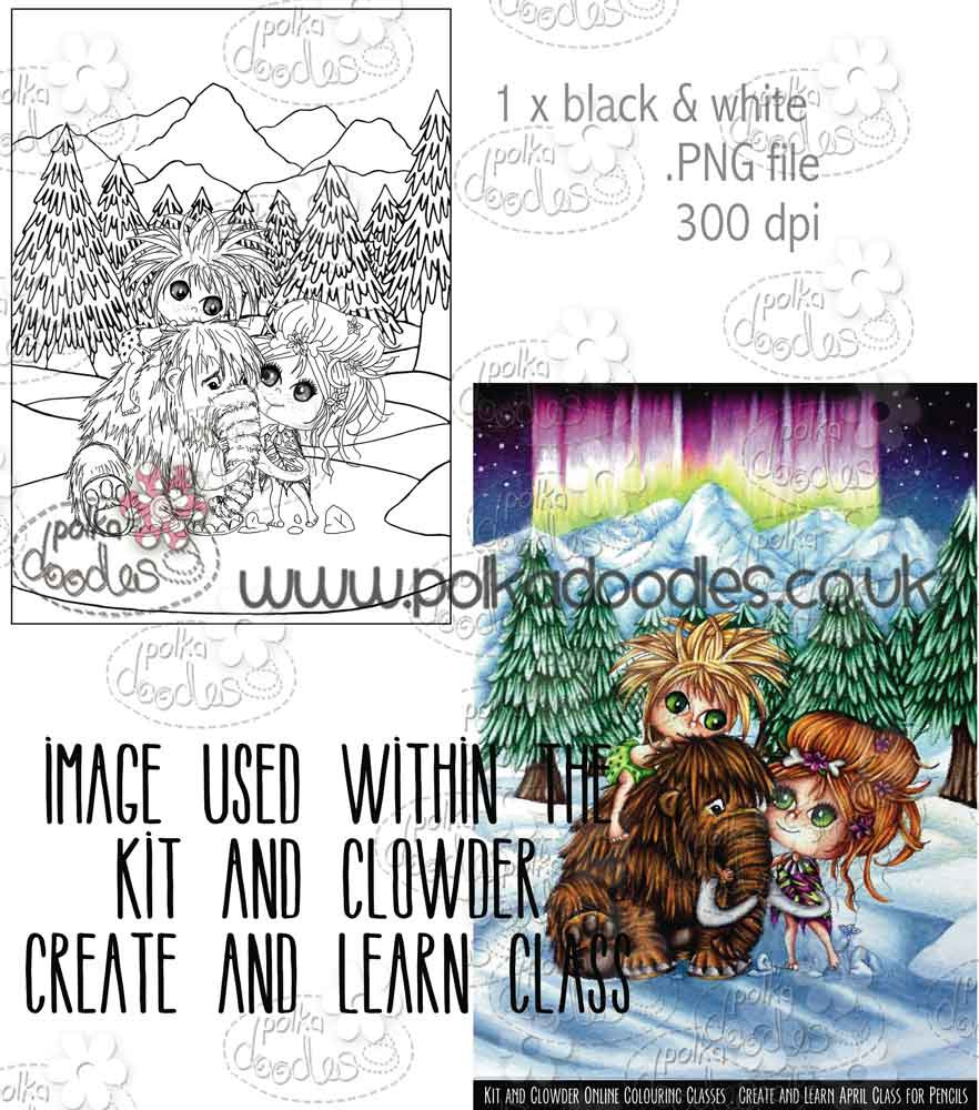 Kit & Clowder class image - Mammoth Friends/Dinosaur - Digital Stamp CRAFT Download