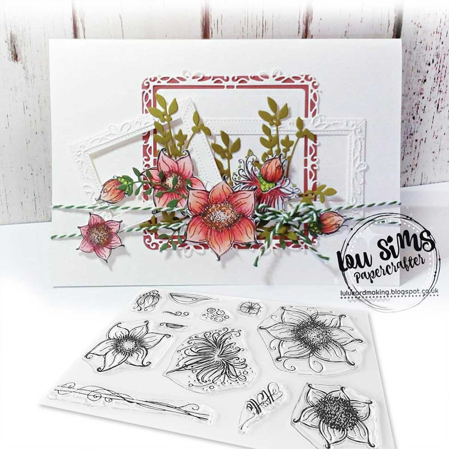 Summer time flower botanicals- Stamp ME clear craft card making stamp set.