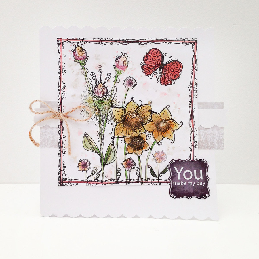 Summer time flower botanicals- Stamp ME clear craft card making stamp set.