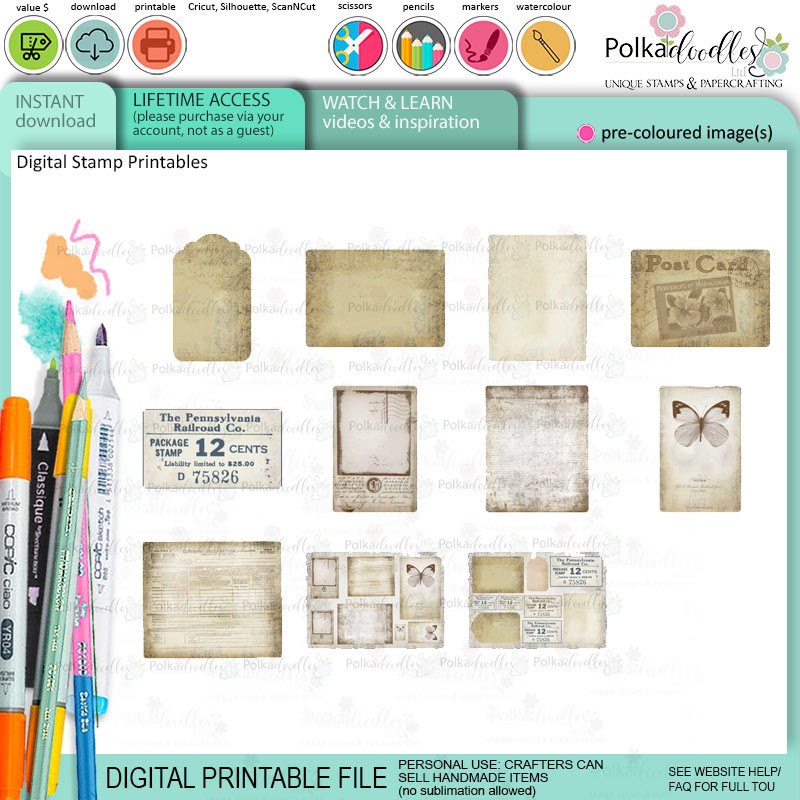 Daisy Days - beautiful flower floral botanical printable digital stamps and clipart for craft, card making junk journals