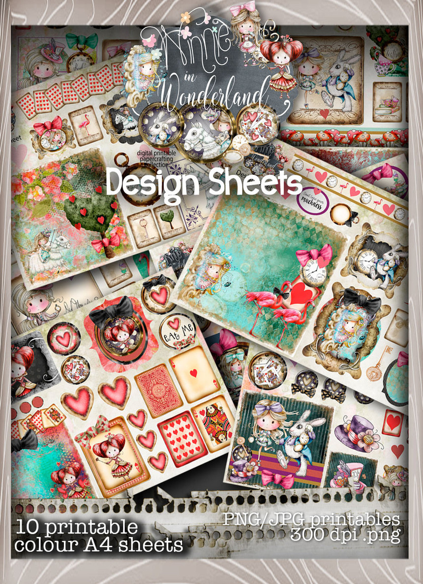 Winnie in Wonderland - (BIG KAHUNA DOWNLOAD) Printable Digital card/scrap collection