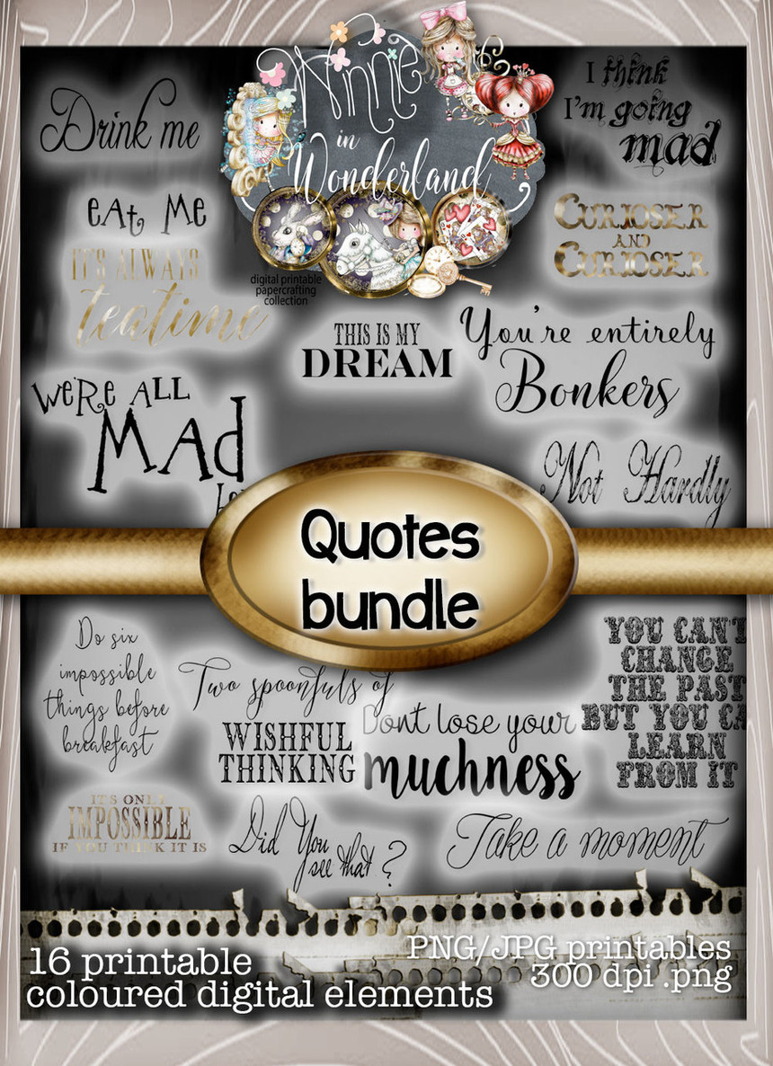 Winnie in Wonderland - (BIG KAHUNA DOWNLOAD) Printable Digital card/scrap collection