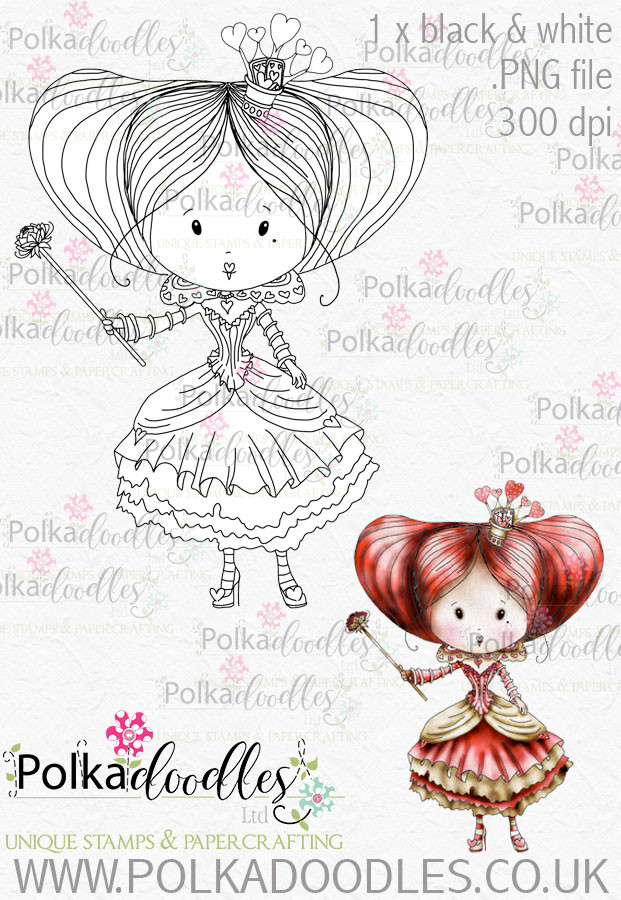 Winnie Wonderland Red Queen - Printable Digital stamp download