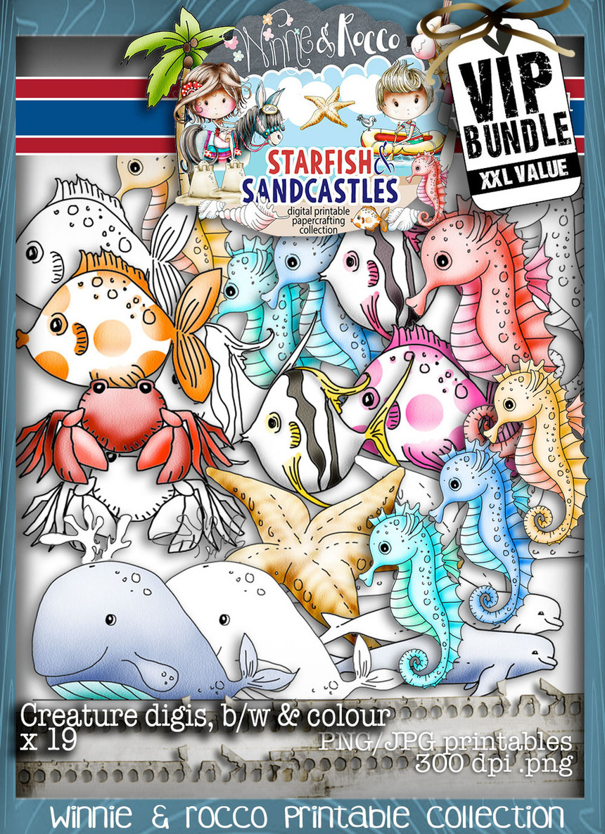 VIPXXL EDITION Winnie Starfish/Sandcastles Craft Printables - DOWNLOAD
