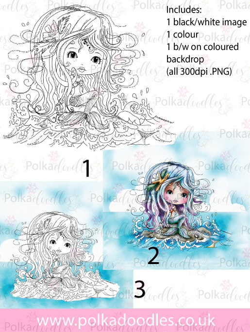 Meribelle Mermaid Rock It 3-for-2 digital craft stamp download