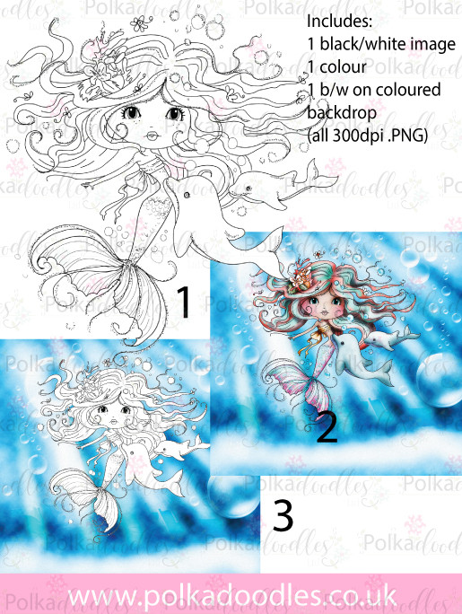 Meribelle Mermaid - 30 digital craft stamp download bundle