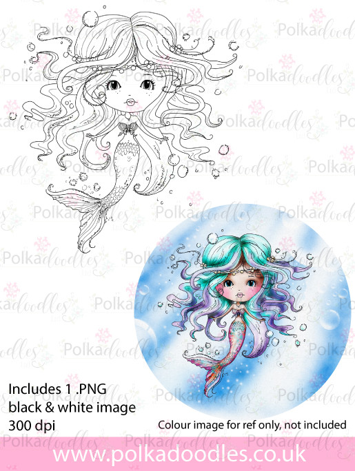 Meribelle Mermaid - digital craft stamp download