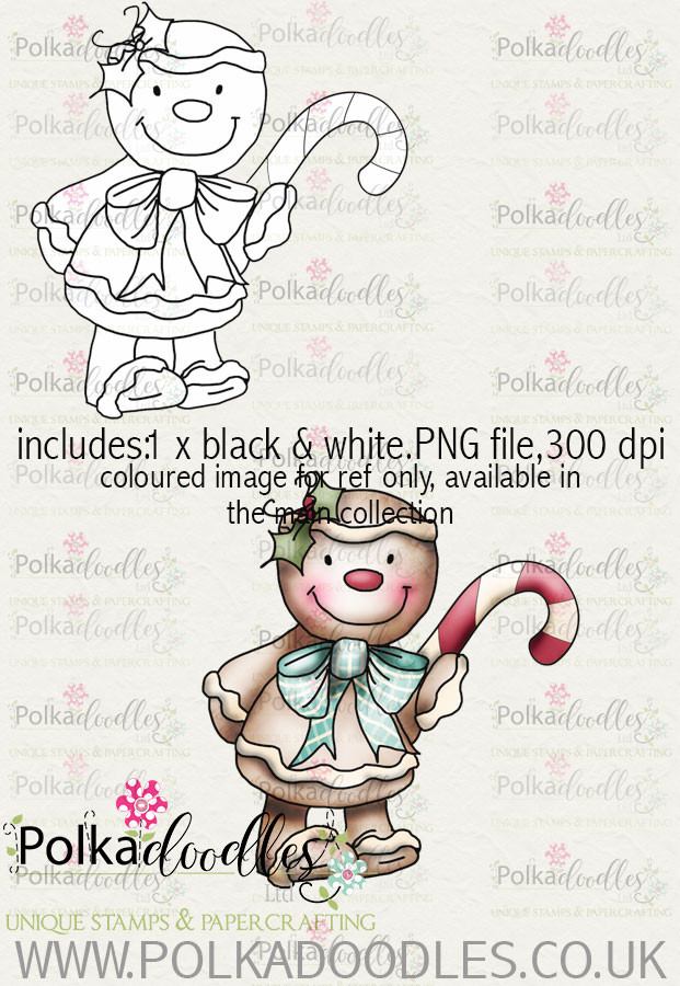 Baked With Love - Gingerbread man Candy cane digital craft download