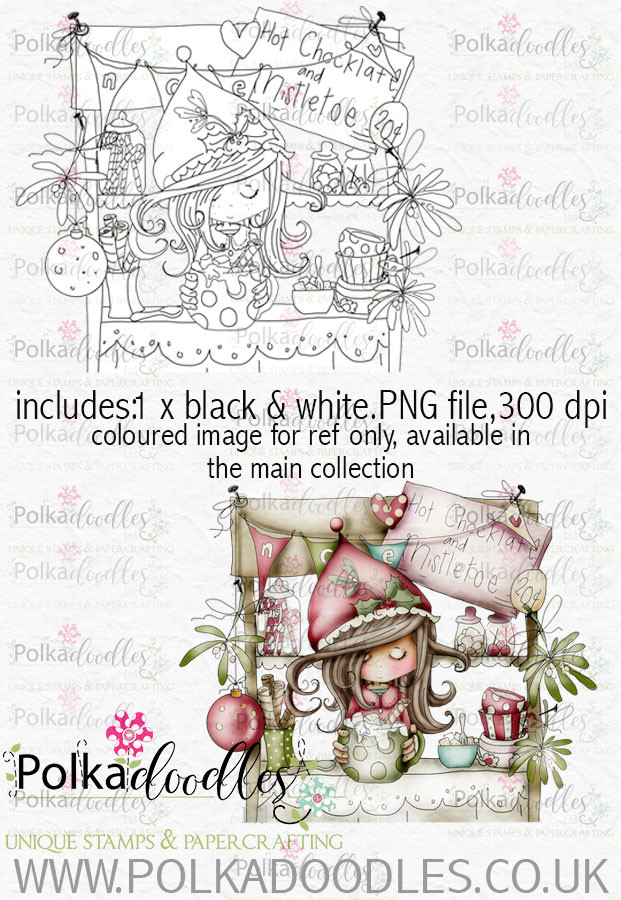 Winnie Winterland - Hot Chocolate digital craft stamp download