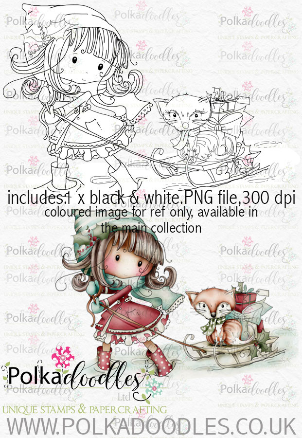 Winnie Winterland - Winter Fox digital craft stamp download