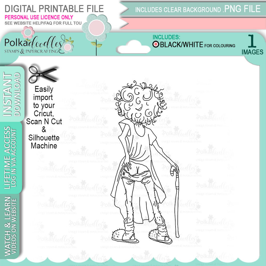 Scratch it! - Funny Old Bag Digital Stamp Download