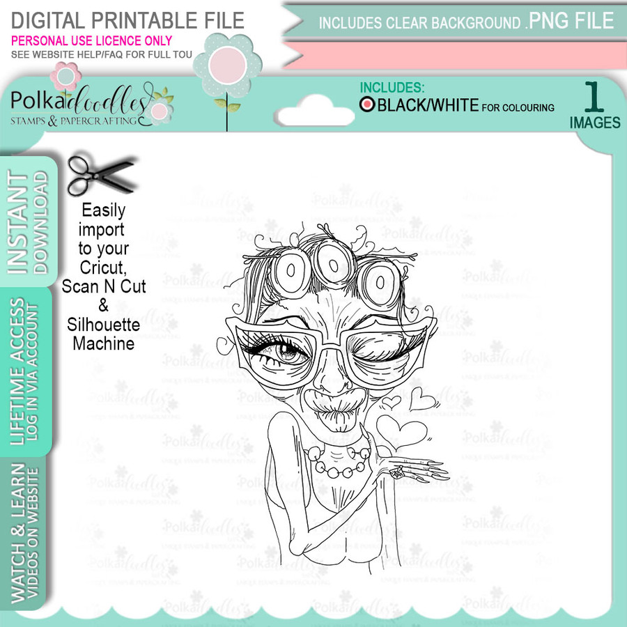 Revolting Kiss - Funny Old Bag Digital Stamp Download