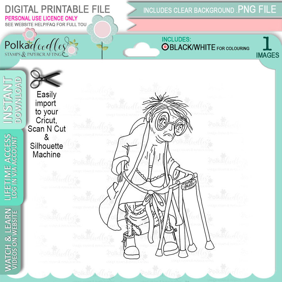 Zimmer Frame - Funny Old Bag Digital Stamp Download