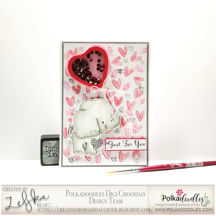 Giant Hugs Elephant...Craft Digital stamp download with FREE Sentiment
