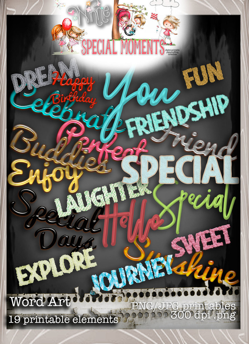 Word Art - Winnie Special Moments...Craft printable download digital stamps