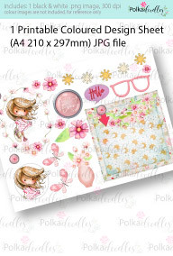 Windswept Winnie Hang onto Your Hat Coloured Card making Design Sheet - Winnie Special Moments...Craft printable download digital stamps/digi scrap kit
