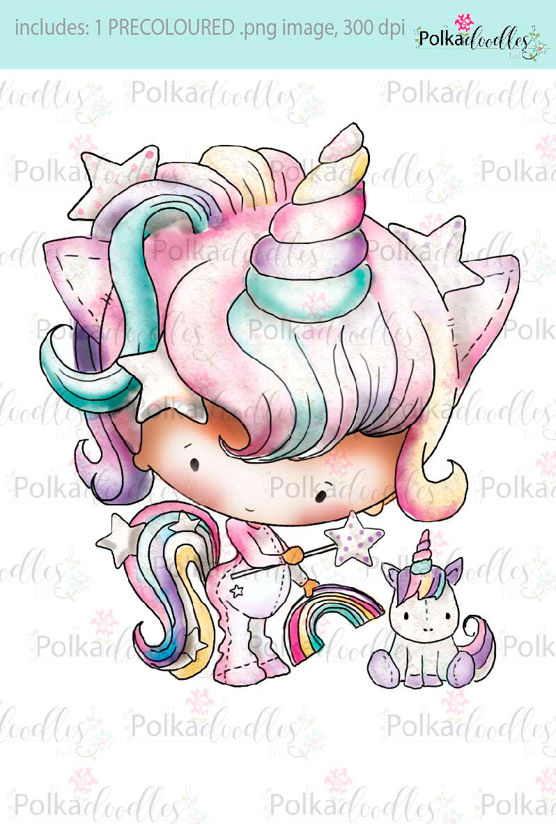 Lil Miss Unicorn - Sugarpops Kit 1...Craft printable download digital stamps/digi scrap kit