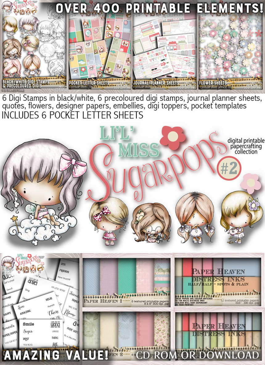 Lil Miss Sugarpops Kit 2 Big bundle...Craft printable download digital stamps/digi scrap kit