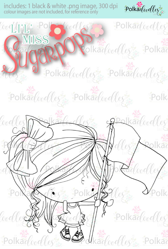 Flying the Flag digi stamp - Lil Miss Sugarpops 3...Craft printable download digital stamps/digi scrap