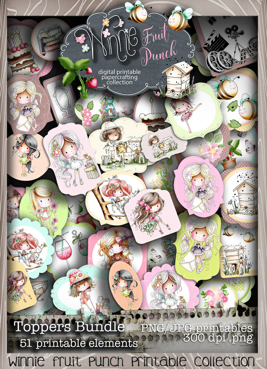 Winnie Fruit Punch (download) bundle - Printable Digital Craft kit