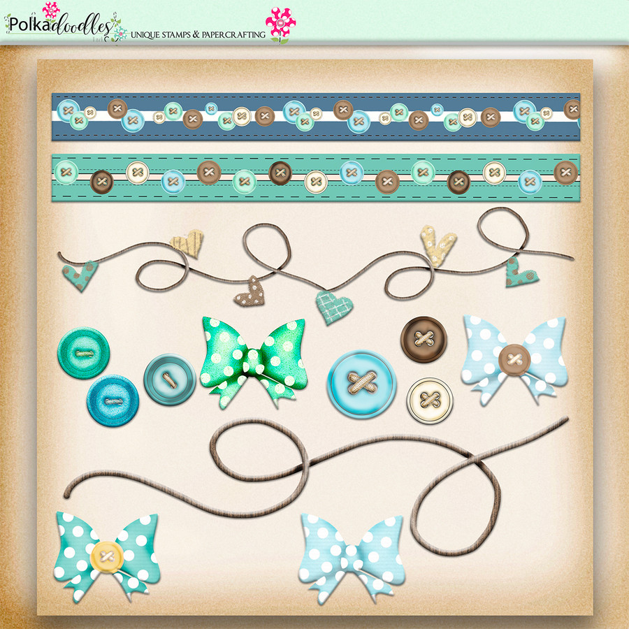 Apple Lagoon - digiscrap kit borders, buttons, bows