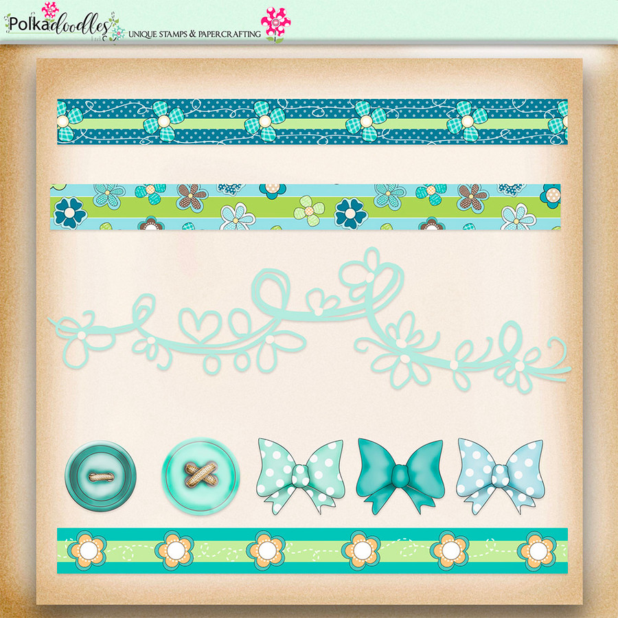 Summer Breeze - digiscrap borders, buttons, bows  printable download