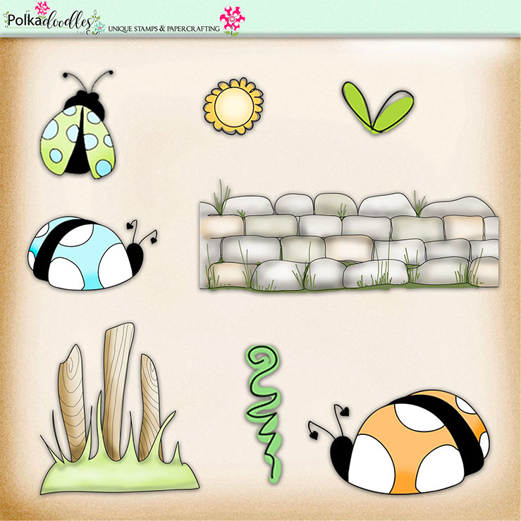 Lemon Top Digi Scrap Kit - embellishments, ladybirds, fence