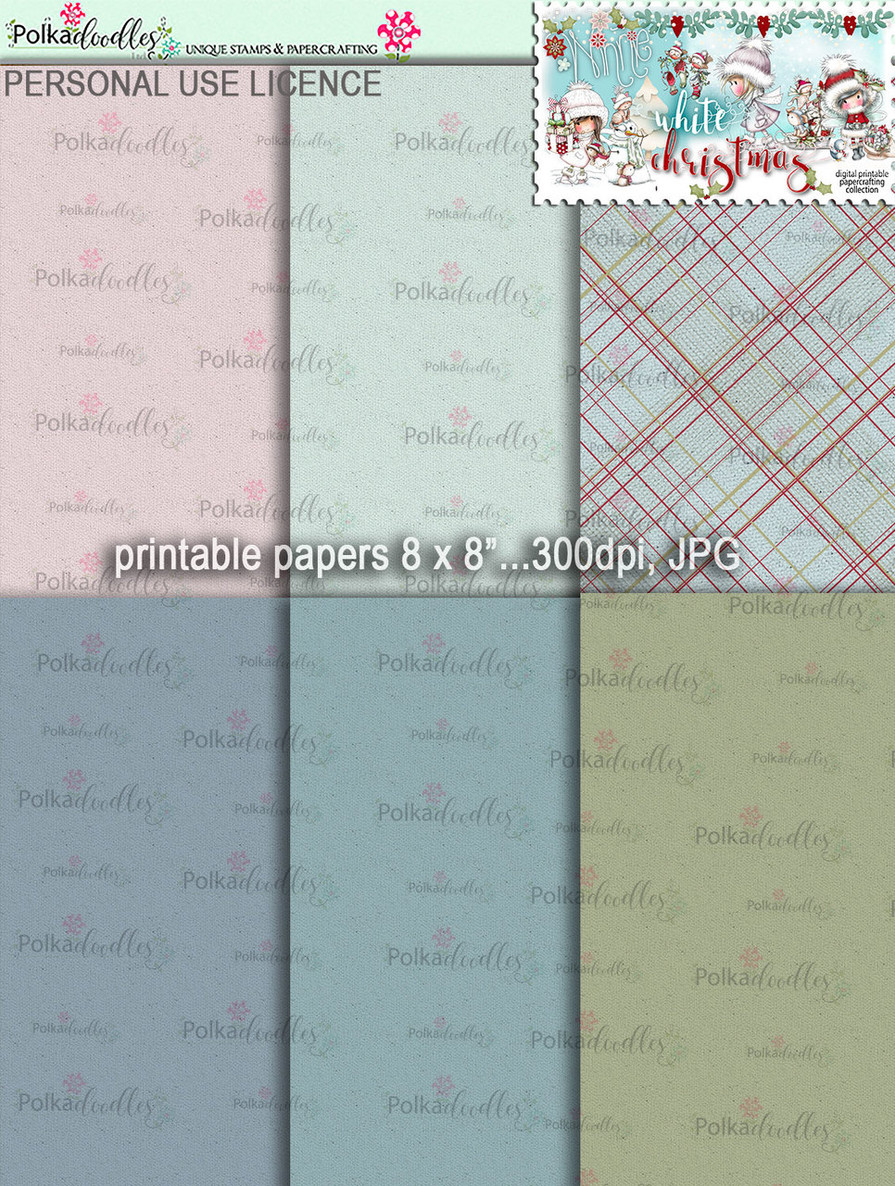 Printable Papers 4 - Winnie White Christmas digi downloads