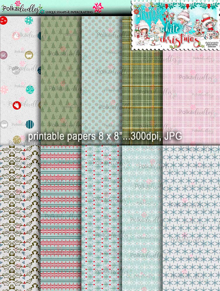 Printable Papers 2 - Winnie White Christmas digi downloads