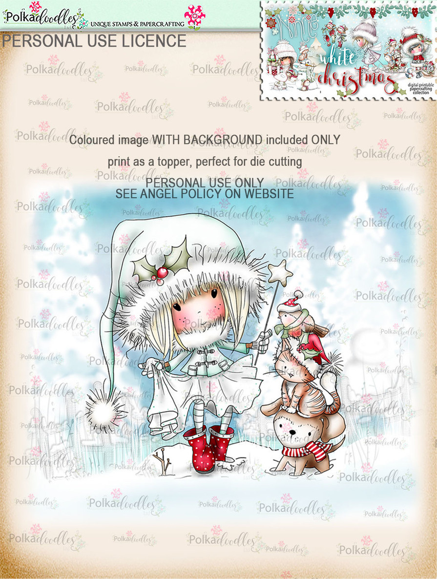 Snowdrift Steps - Coloured Digital Stamp download. Winnie White Christmas printables.Craft printable download digital stamps/digi scrap