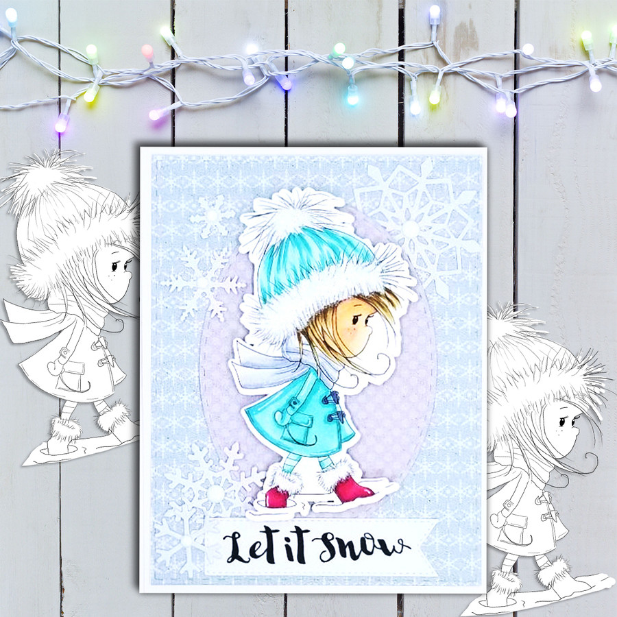 Wrapped up Warm - Digital Stamp download - Winnie White Christmas printables