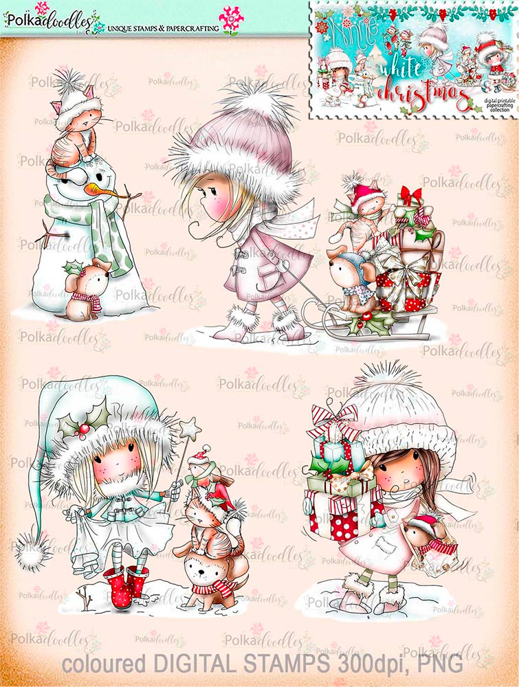 Winnie White Christmas Big Kahuna download including printable Winnie precoloured digital stamps for crafting, card making and paper crafting - use with a digital cutting  machine such as the Silhouette Cameo or Brother Scan and Cut