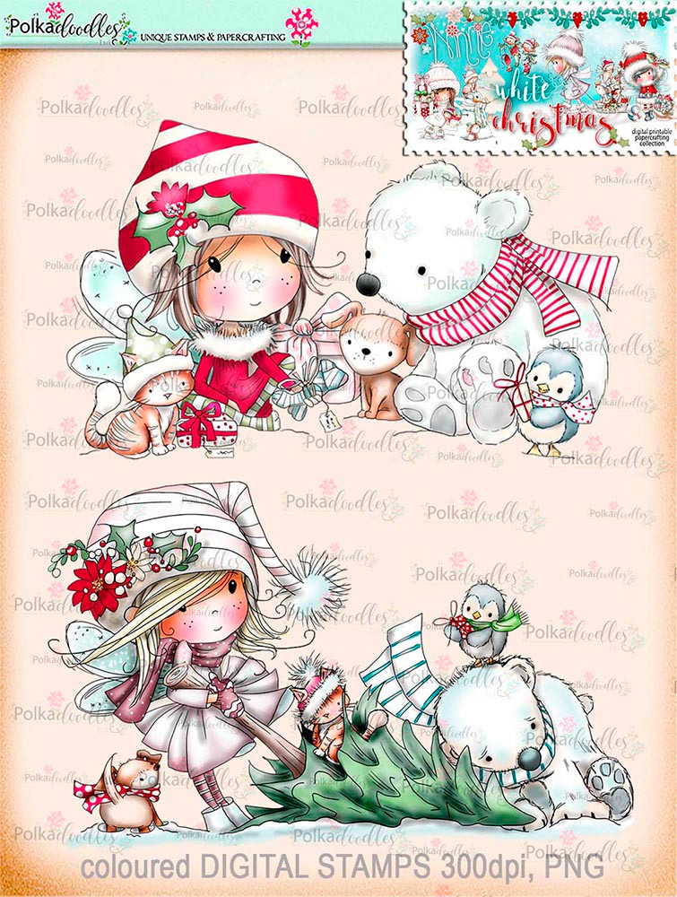 Winnie White Christmas Big Kahuna download including printable Winnie precoloured digital stamps for crafting, card making and paper crafting - use with a digital cutting  machine such as the Silhouette Cameo or Brother Scan and Cut