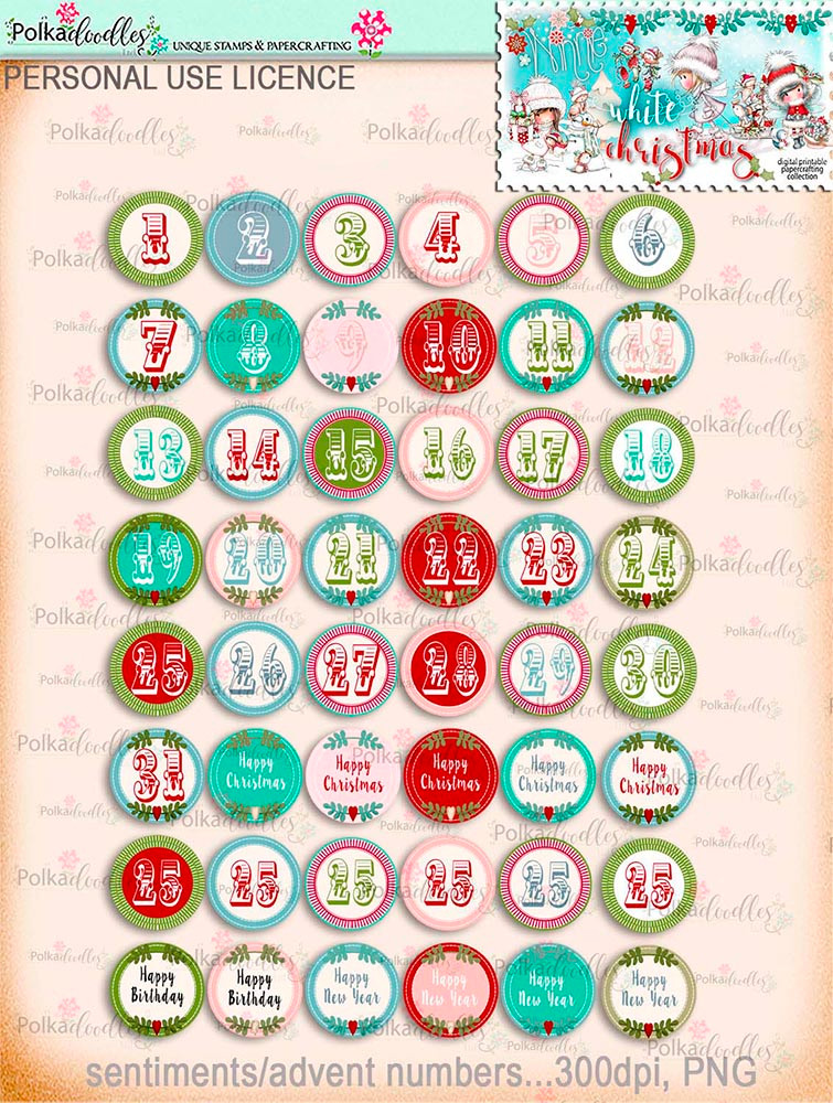 Winnie White Christmas Big Kahuna download including printable designer sentiments and greetings