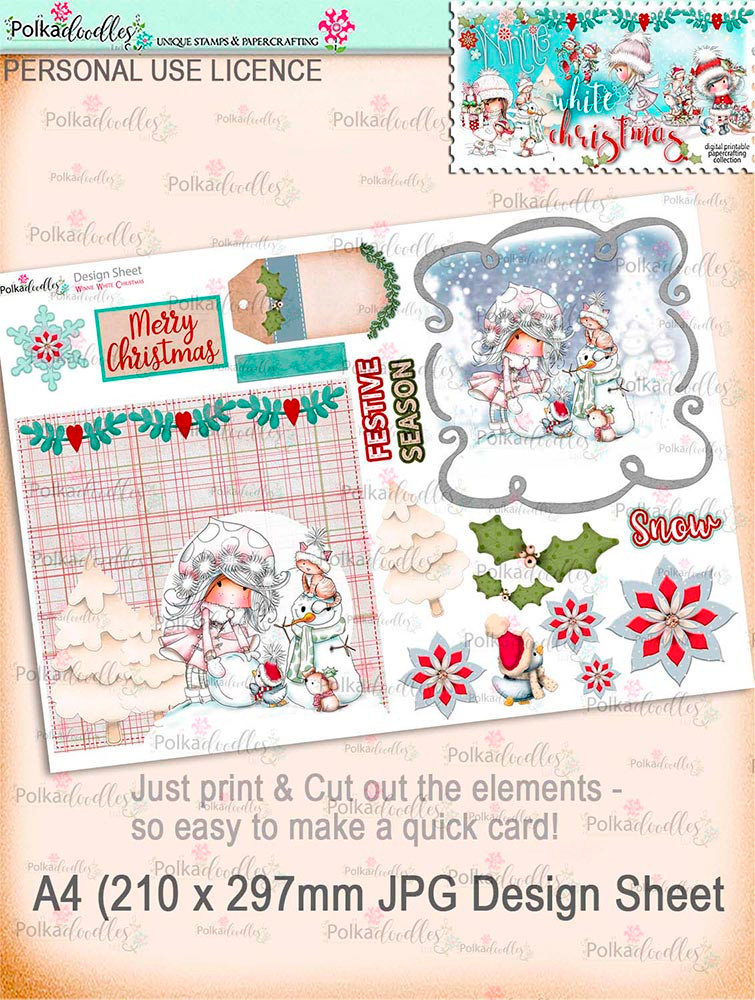 Winnie White Christmas Big Kahuna download including printable Design sheets to make crafting easy