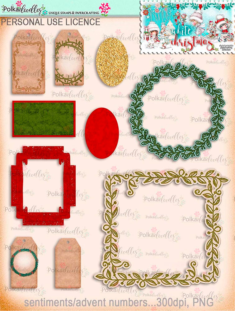 Winnie White Christmas  printable frames and tags