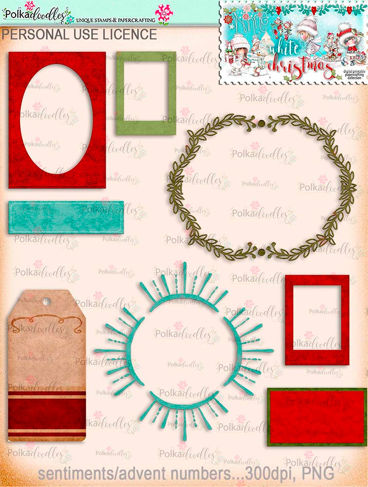 Winnie White Christmas printable frames and tags
