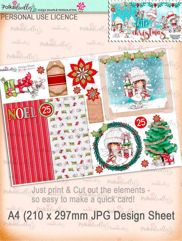 Winnie White Christmas printable Design sheets to make crafting easy