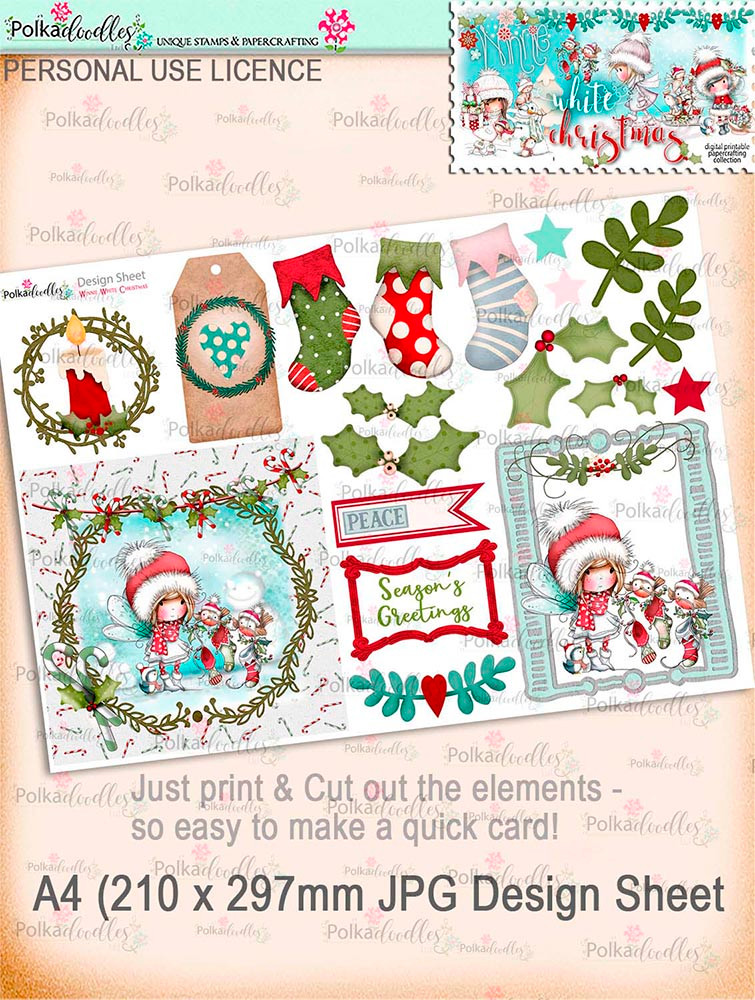 Winnie White Christmas printable Design sheets to make crafting easy