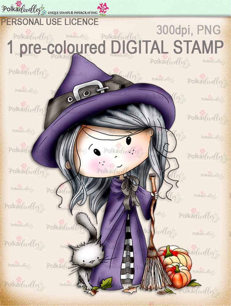 Winnie Wednesday Witch - Digital Stamp download printable clipart. Craft printable download digital stamps/digi scrap