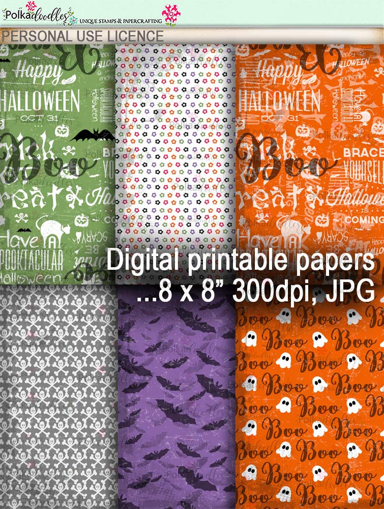 Printable download Halloween Trick or Treat papers 3 - Digital Stamp download printable clipart. Craft printable download digital stamps/digi scrap
