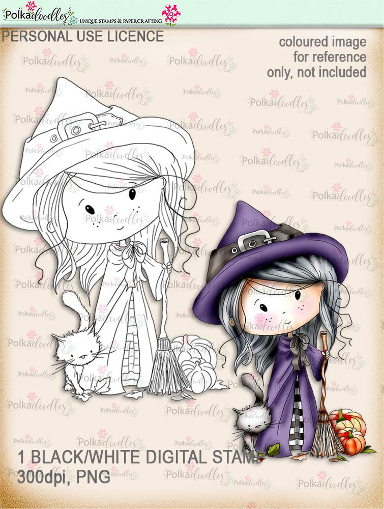 Winnie Wednesday Halloween printable clipart, digital stamps for card making, crafts, stickers, scrapbooking