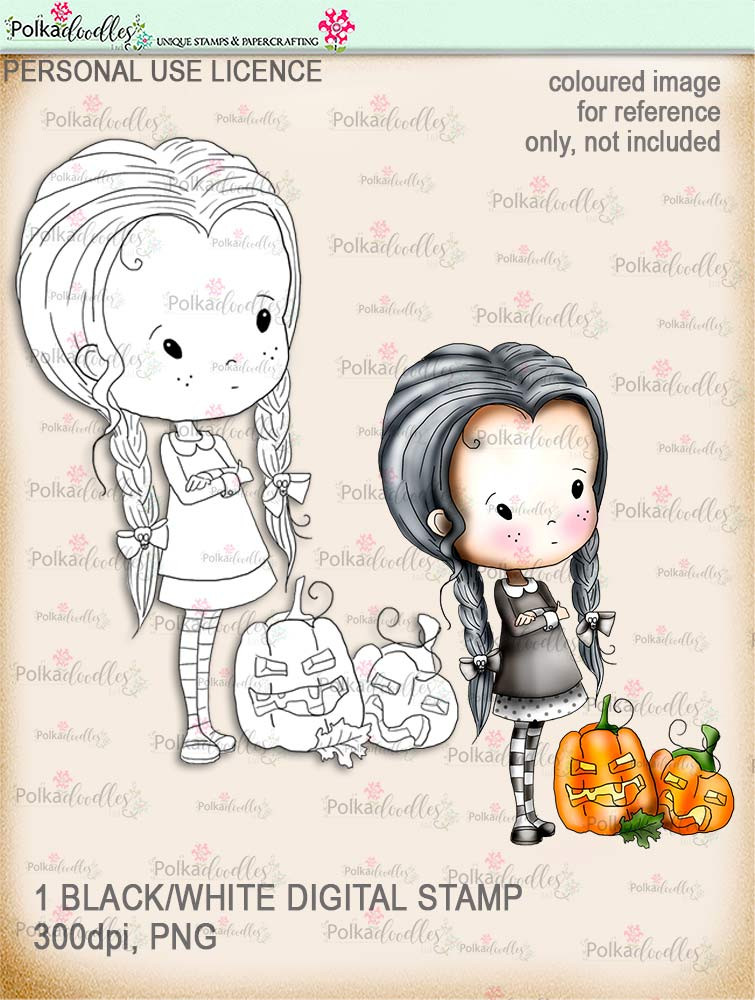 Winnie Wednesday Halloween printable clipart, digital stamps for card making, crafts, stickers, scrapbooking