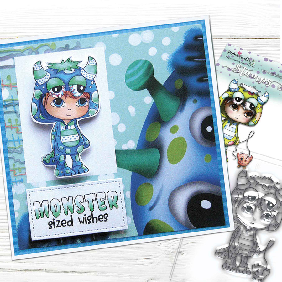 Pip Monster Costume OnesieLittle Monsters card making craft photopolymer stamp