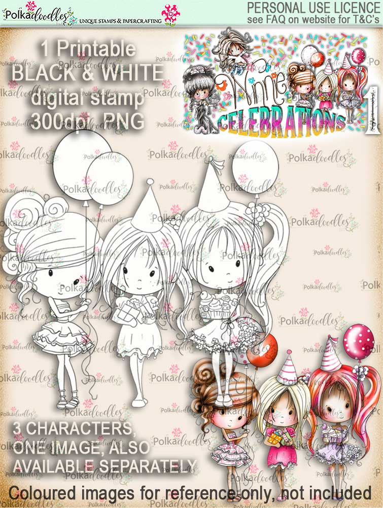 Winnie Celebrations 1... From All of Us digi stamp printable download