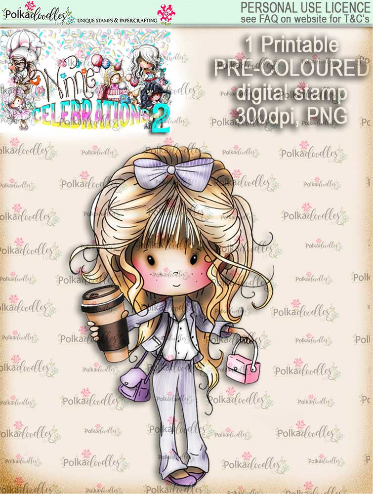 Winnie Celebrations 2...New Job COLOURED digi stamp printable download